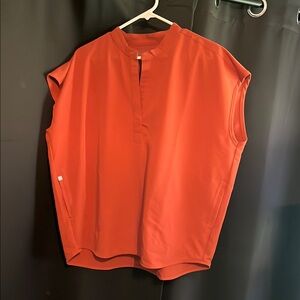 Figs Women's Vibrant Orange Sleeveless Shirt